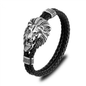 Bracelet tete de lion argent