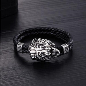 Bracelet tete de lion argent