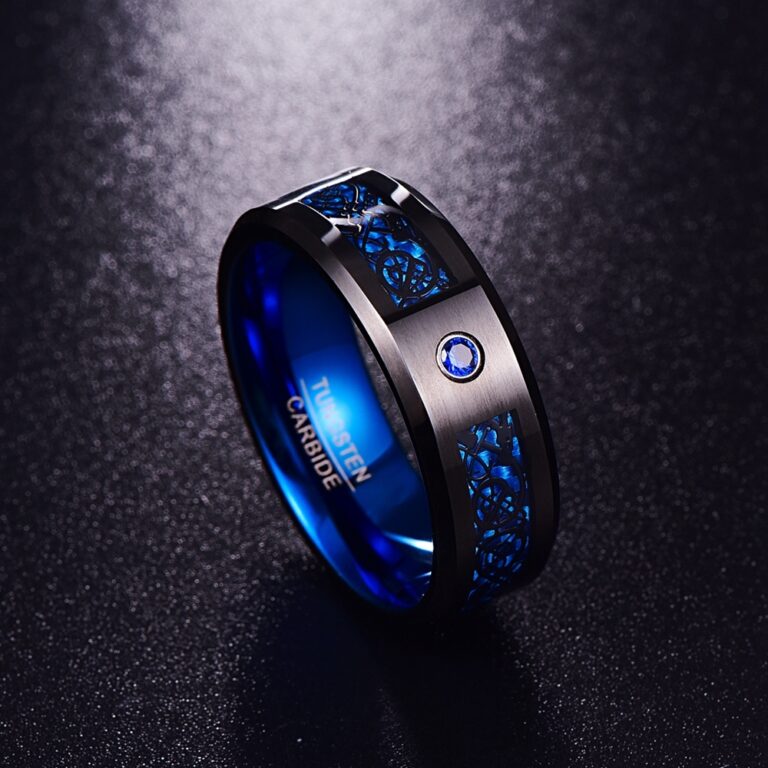 Bague Homme Dragon Coloré Bleu - Taille 60 - Acier Alliage - Neuf Sans Emballage