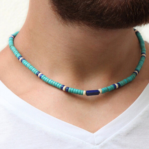 Collier perles bleues