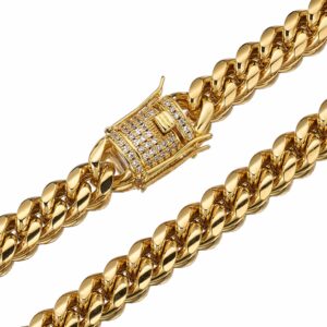 Collier Chaîne Cubain Pour Homme - Acier Inoxydable Plaqué Or - 24 Pouces (60 Cm), 4 Mm - Style Motard Robuste
