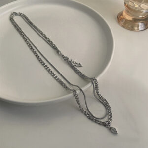 Collier multirang acier inoxydable argent