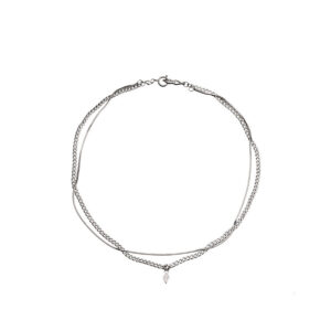 Collier multirang acier inoxydable argent