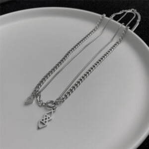Collier multirang acier inoxydable argent
