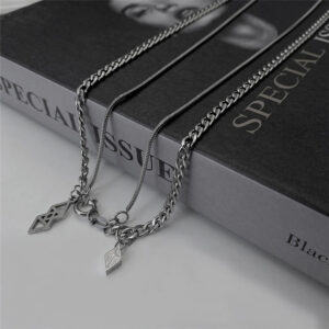 Collier multirang acier inoxydable argent