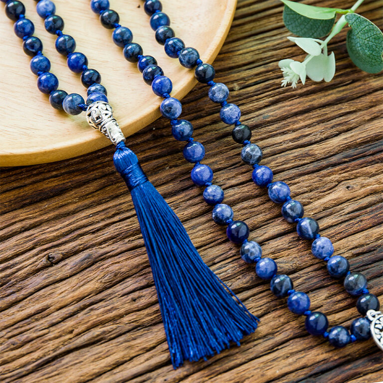 Collier de perles Lapis lazuli gde longueur (80cm) pierre Naturelle non