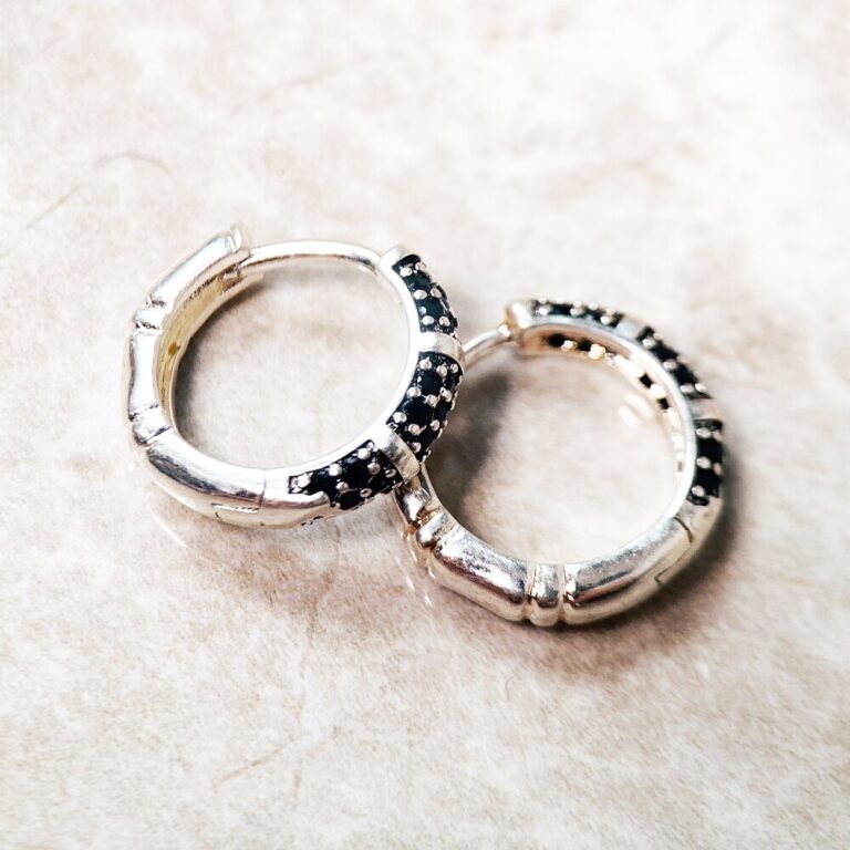 Boucle D'Oreille Créole Homme Argent 925 - Style Tressé Ethnique Vieilli - Tata Gisèle