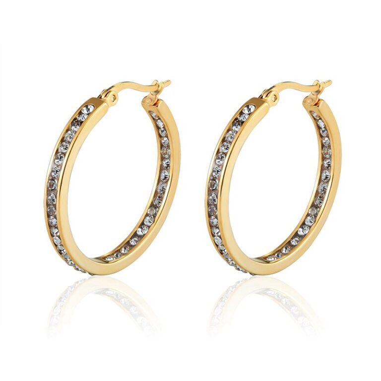 Boucles D'oreilles Créoles Dorées Avec Perles - Neuf Avec étiquettes - Bijou Fantaisie Sans Marque