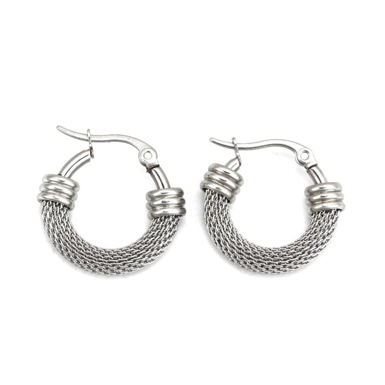 Boucles D'oreilles Créoles Barbelé En Acier Inoxydable 316 - Argenté, Dormeuses, Neuf Avec étiquettes