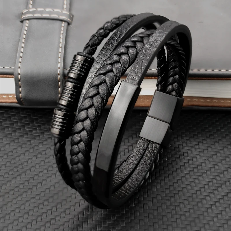 Bracelet Urne Funéraire En Cuir Tressé - Pour Cendres Ou Souvenirs - Fermoir Magnétique - Acier Inoxydable