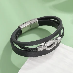 Bracelet argent cuir homme